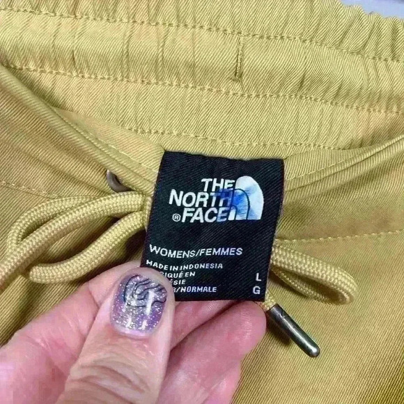 NORTH FACE Pants Tan Beige Khaki Hiking Joggers High Waist Relaxed Women Large - Picture 5 of 11